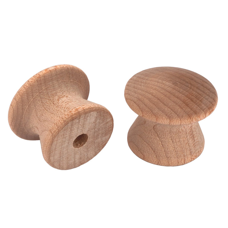 Mushroom Knob w/Screws - Birch - 1" Diameter - 13/16" Tall - 2 Piece